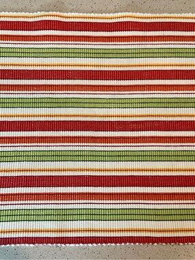 Striped Cotton Placemats Set Of 4 in Red, Green and Cream